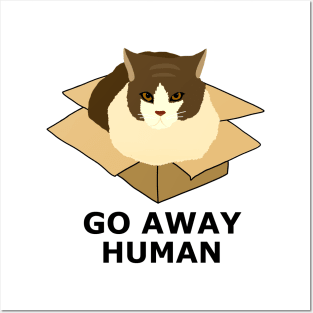 Go Away Human Funny Cat in a Box Posters and Art